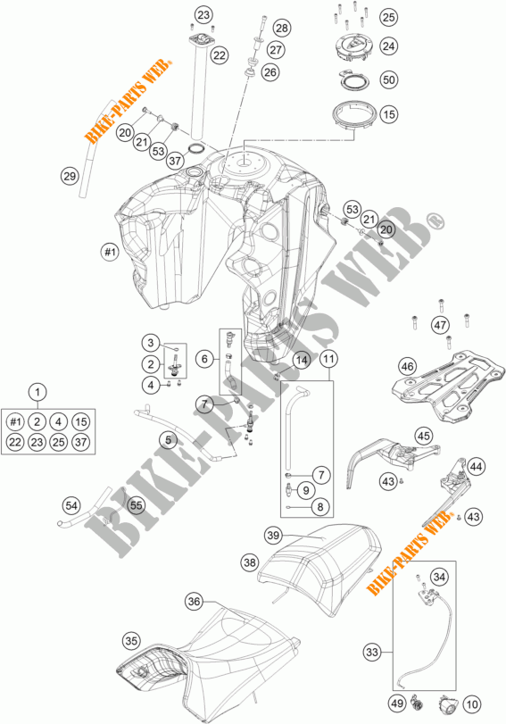 RESERVOIR / SELLE pour KTM 1290 SUPER ADVENTURE WHITE ABS de 2016