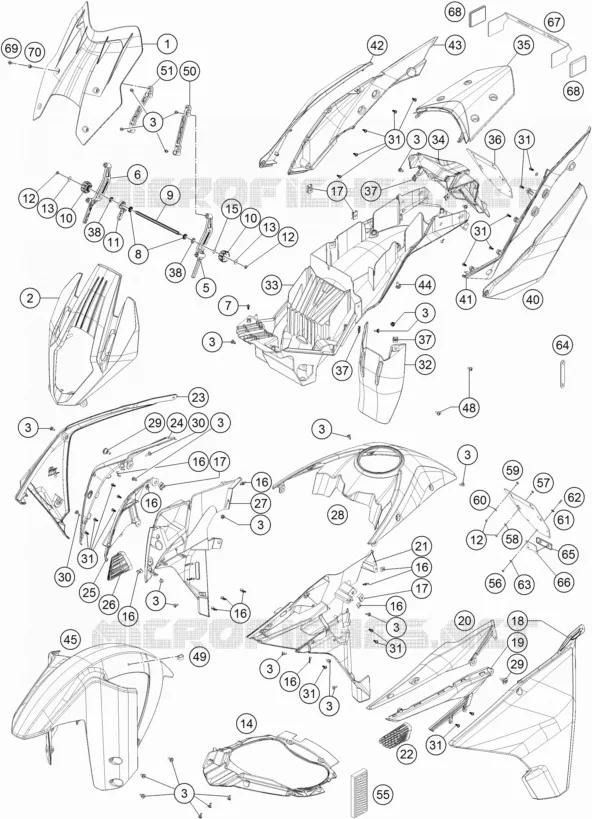 PLASTIQUES KTM MOTO 1290 2015 SUPER ADVENTURE  1290 SUPER ADVENTURE WHITE ABS
