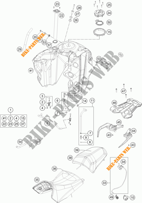 RESERVOIR / SELLE pour KTM 1290 SUPER ADVENTURE WHITE ABS de 2015