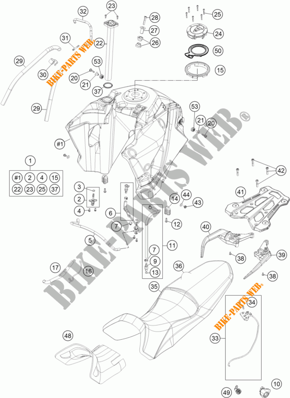 RESERVOIR / SELLE pour KTM 1190 ADVENTURE R ABS de 2015