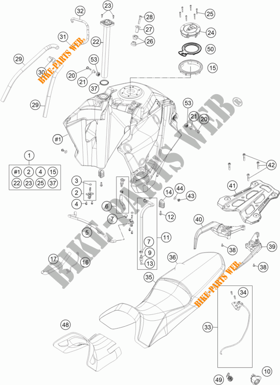 RESERVOIR / SELLE pour KTM 1190 ADVENTURE R ABS de 2015