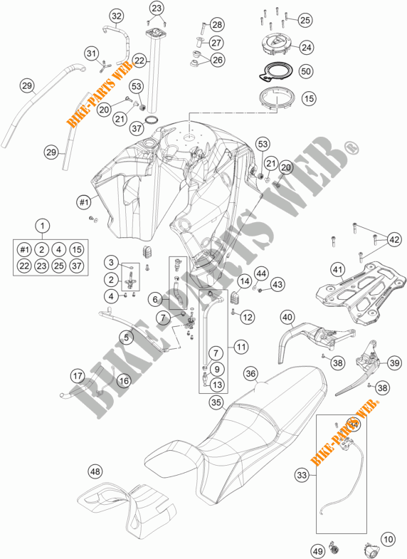 RESERVOIR / SELLE pour KTM 1190 ADVENTURE R ABS de 2014