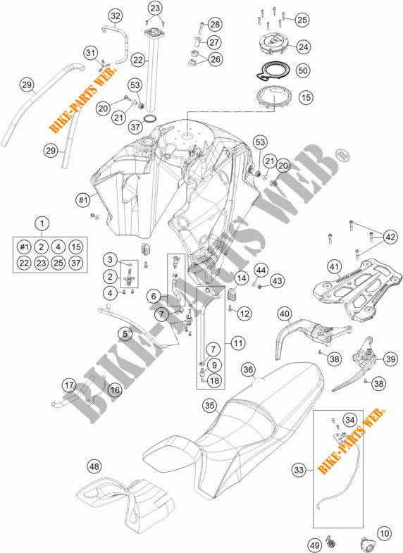 RESERVOIR / SELLE pour KTM 1190 ADVENTURE R ABS de 2013