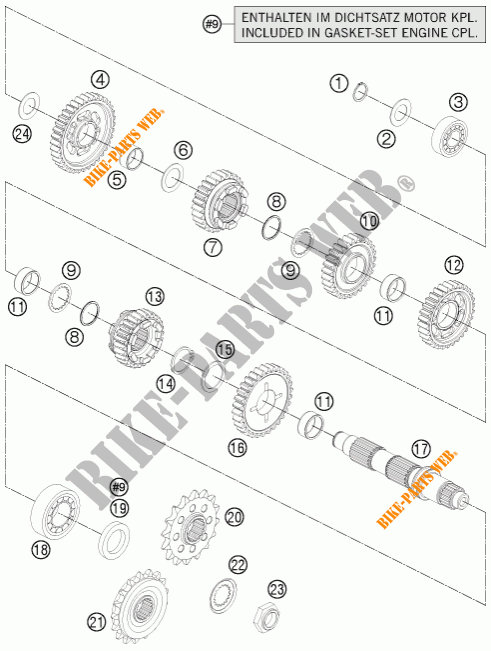 BOITE DE VITESSES   ARBRE SECONDAIRE pour KTM 1190 ADVENTURE R ABS de 2013