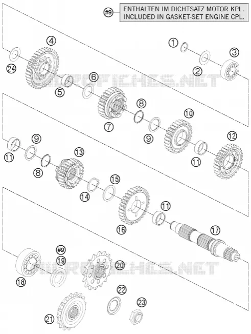 BOITE DE VITESSES - ARBRE SECONDAIRE KTM MOTO 1190 2011 RC8  1190 RC8 R WHITE