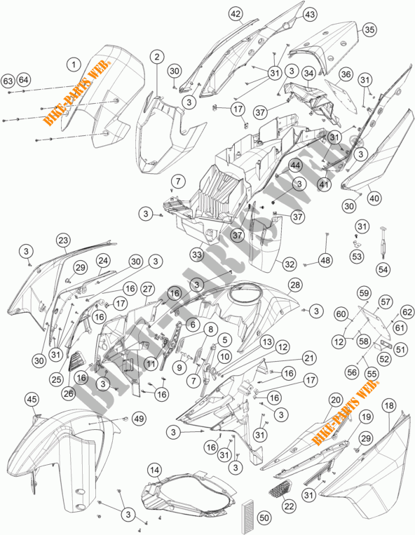 PLASTIQUES pour KTM 1190 ADVENTURE ABS GREY de 2016