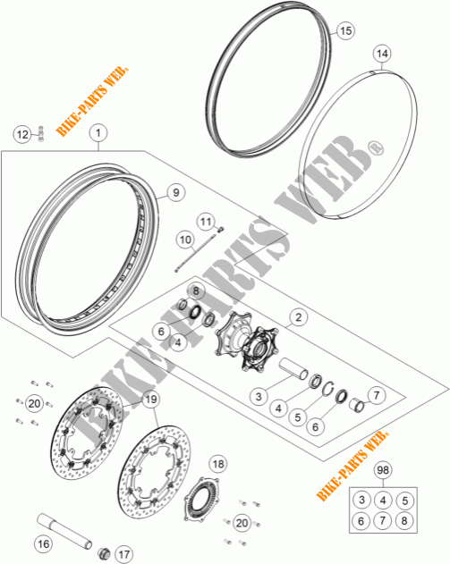 ROUE AVANT pour KTM 1190 ADVENTURE ABS GREY WES. de 2015