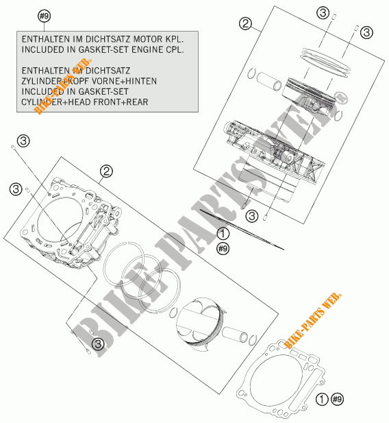 CYLINDRE pour KTM 1190 ADVENTURE ABS GREY WES. de 2015