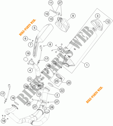 ECHAPPEMENT pour KTM 1190 ADVENTURE ABS GREY WES. de 2015