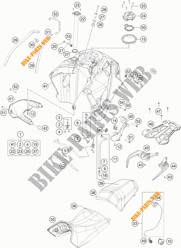 RESERVOIR / SELLE pour KTM 1190 ADVENTURE ABS GREY WES. de 2015