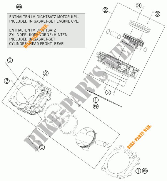 CYLINDRE pour KTM 1190 ADVENTURE ABS GREY de 2015