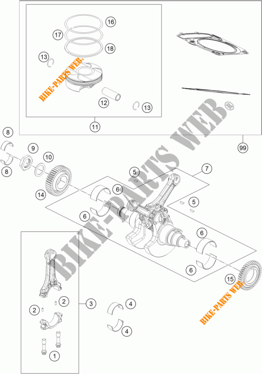 VILEBREQUIN / PISTON pour KTM 1190 ADVENTURE ABS GREY de 2015
