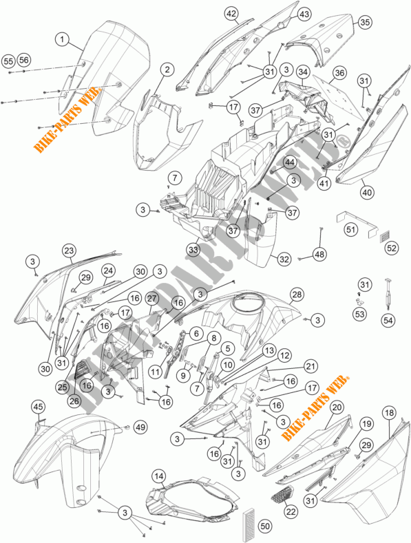 PLASTIQUES pour KTM 1190 ADVENTURE ABS GREY de 2014