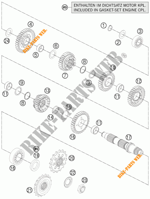 BOITE DE VITESSES   ARBRE SECONDAIRE pour KTM 1190 ADVENTURE ABS GREY de 2014