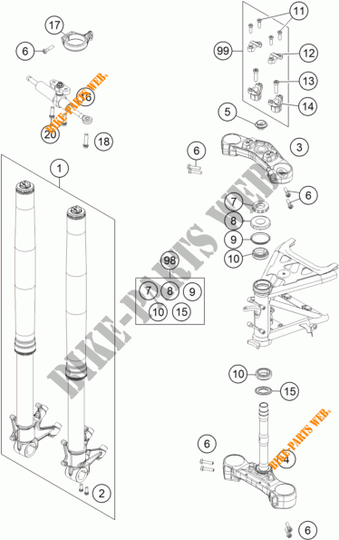 FOURCHE / T DE FOURCHE pour KTM 1190 ADVENTURE ABS GREY de 2014