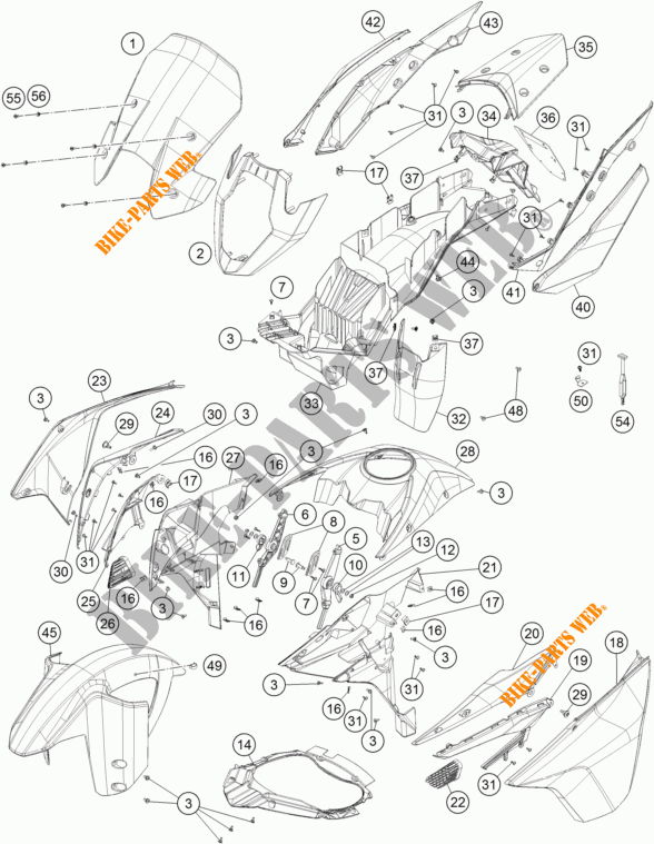 PLASTIQUES pour KTM 1190 ADVENTURE ABS ORANGE de 2013