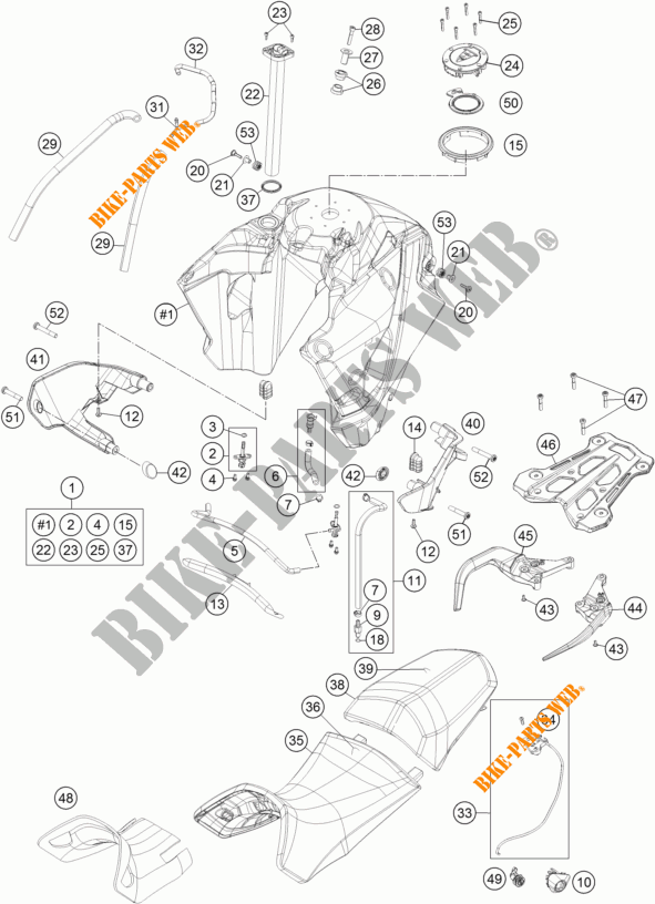 RESERVOIR / SELLE pour KTM 1190 ADVENTURE ABS ORANGE de 2013