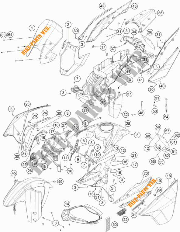 PLASTIQUES pour KTM 1050 ADVENTURE ABS de 2016