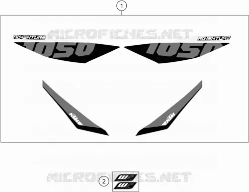 AUTOCOLLANTS KTM MOTO 1050 2015 ADVENTURE  1050 ADVENTURE ABS