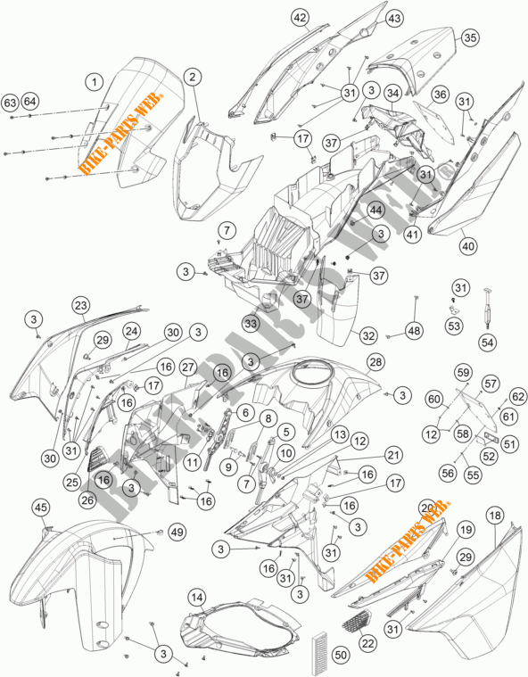 PLASTIQUES pour KTM 1050 ADVENTURE ABS de 2015