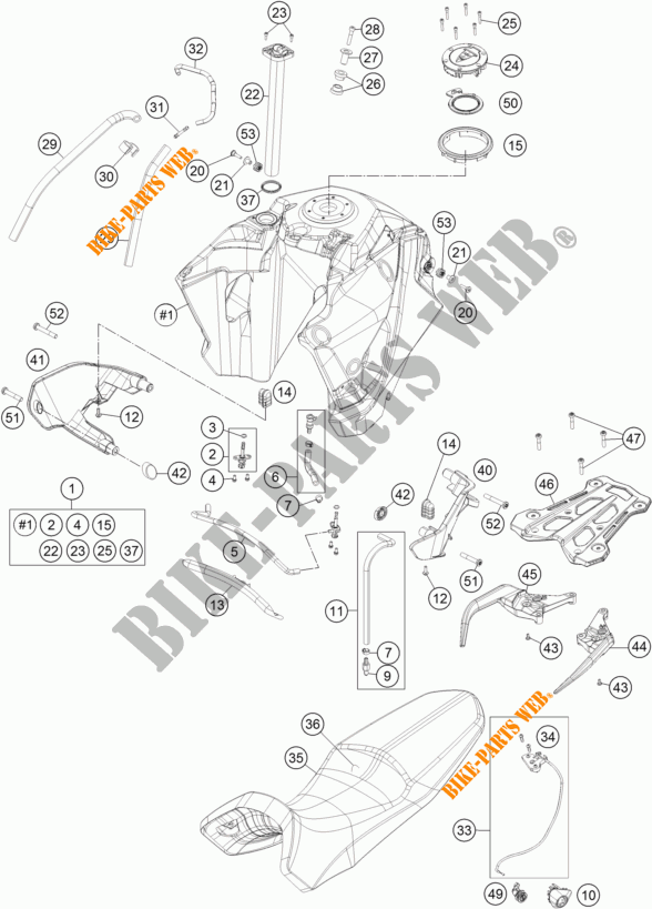 RESERVOIR / SELLE pour KTM 1050 ADVENTURE ABS de 2015