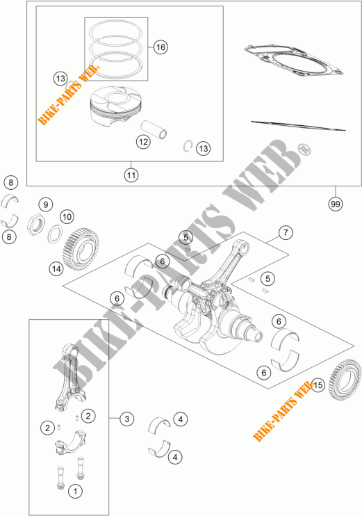 VILEBREQUIN / PISTON pour KTM 1050 ADVENTURE ABS de 2015