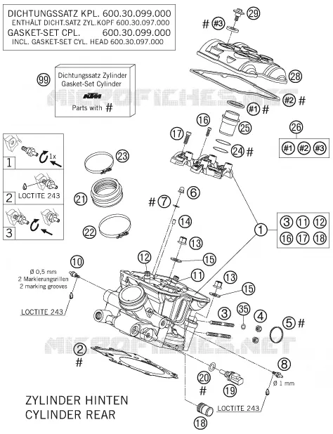 CULASSE ARRIERE KTM MOTO 990 2007 ADVENTURE  990 ADVENTURE S