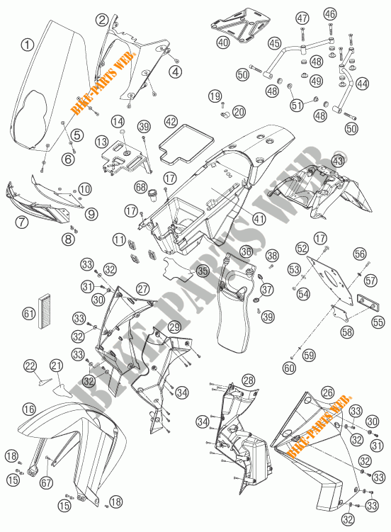 PLASTIQUES pour KTM 990 ADVENTURE S de 2006