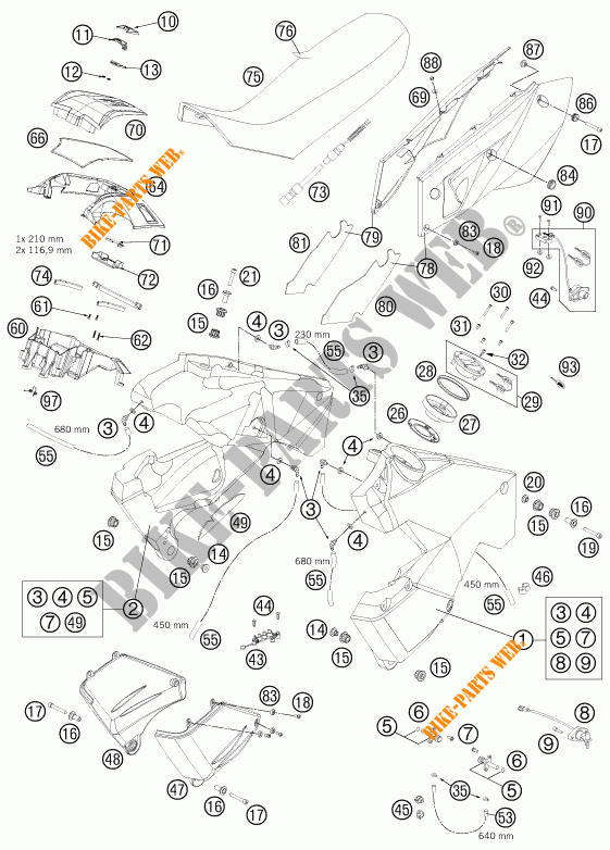 RESERVOIR / SELLE pour KTM 990 ADVENTURE R de 2012