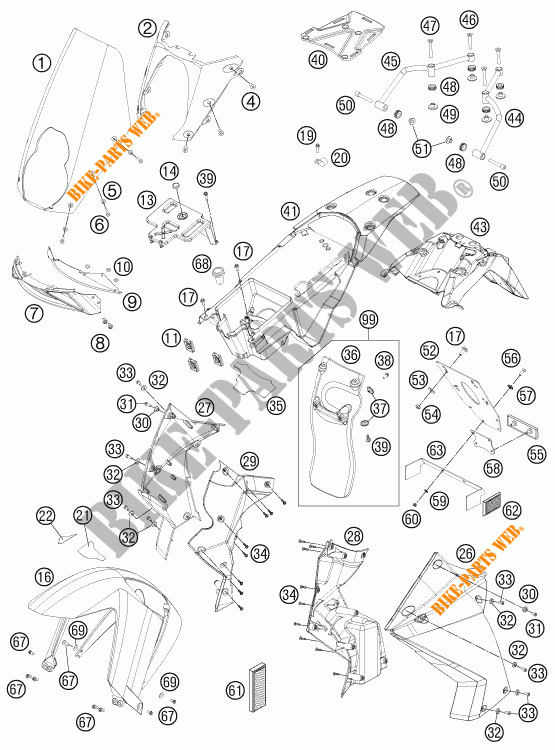 PLASTIQUES pour KTM 990 ADVENTURE R de 2012