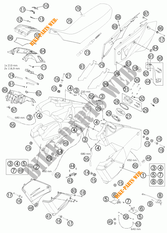 RESERVOIR / SELLE pour KTM 990 ADVENTURE R de 2011