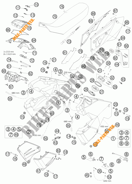 RESERVOIR / SELLE pour KTM 990 ADVENTURE R de 2010