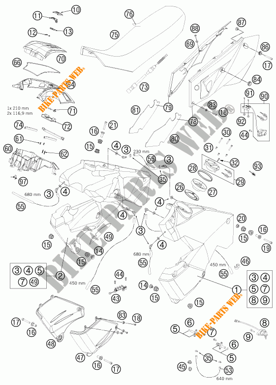 RESERVOIR / SELLE pour KTM 990 ADVENTURE R SPECIAL EDITION de 2012