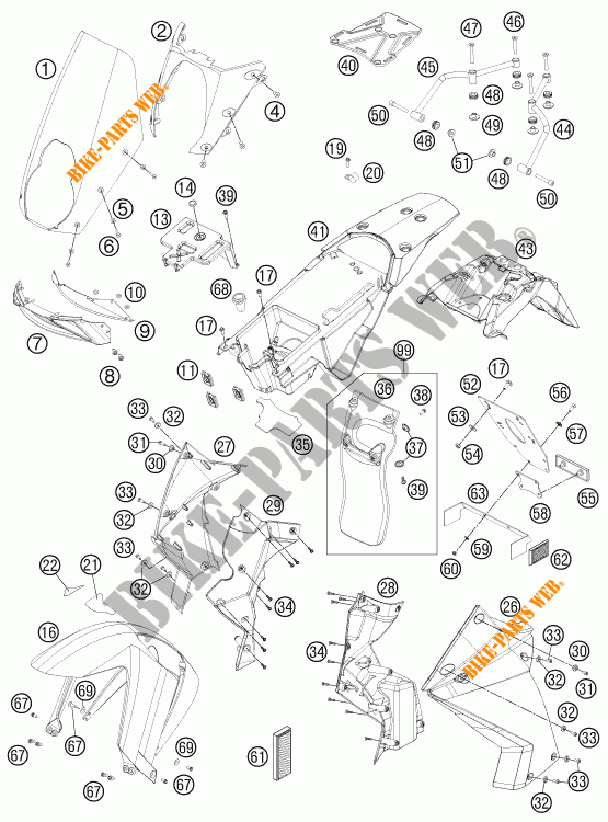 PLASTIQUES pour KTM 990 ADVENTURE R de 2011