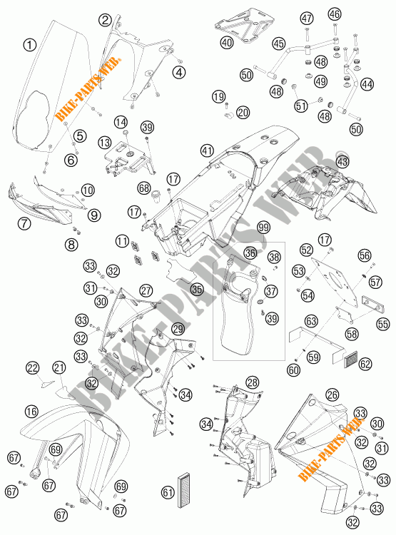 PLASTIQUES pour KTM 990 ADVENTURE R de 2009