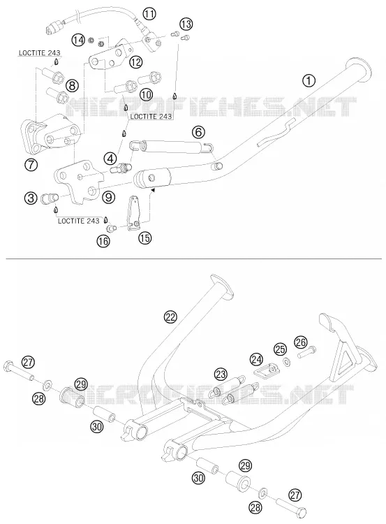 BEQUILLE LATERALE / CENTRALE KTM MOTO 990 2009 ADVENTURE  990 ADVENTURE R