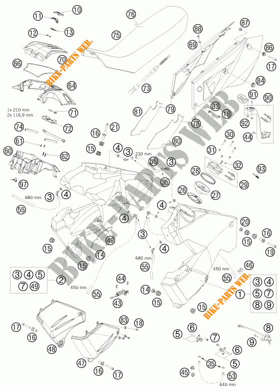 RESERVOIR / SELLE pour KTM 990 ADVENTURE R de 2009