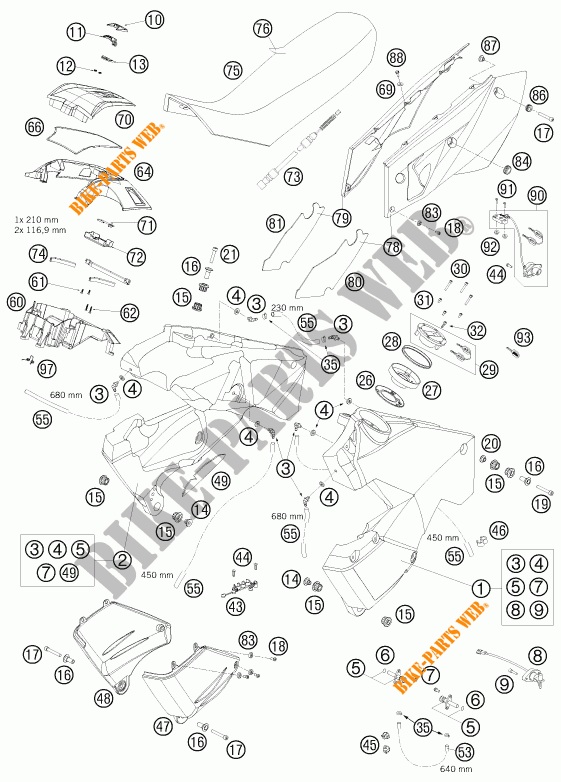 RESERVOIR / SELLE pour KTM 990 ADVENTURE R de 2009