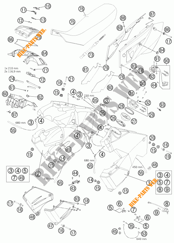 RESERVOIR / SELLE pour KTM 990 ADVENTURE ORANGE ABS de 2011