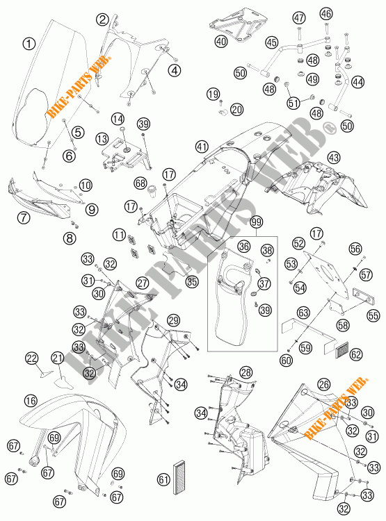 PLASTIQUES pour KTM 990 ADVENTURE DAKAR EDITION de 2011