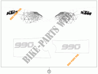 AUTOCOLLANTS pour KTM 990 ADVENTURE ORANGE ABS de 2011
