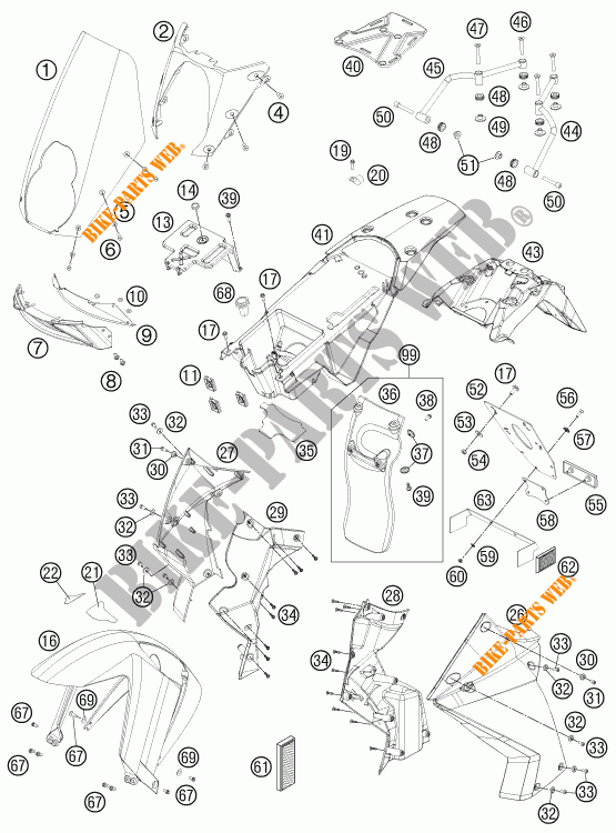 PLASTIQUES pour KTM 990 ADVENTURE ORANGE ABS de 2011