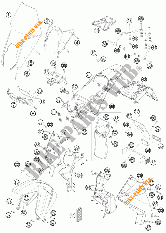 PLASTIQUES pour KTM 990 ADVENTURE LIMITED EDITION de 2010