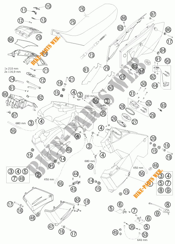 RESERVOIR / SELLE pour KTM 990 ADVENTURE WHITE ABS de 2010