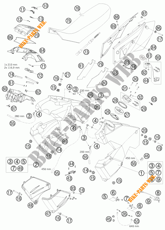 RESERVOIR / SELLE pour KTM 990 ADVENTURE ORANGE ABS de 2009