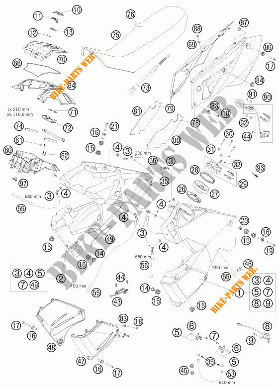 RESERVOIR / SELLE pour KTM 990 ADVENTURE WHITE ABS de 2009