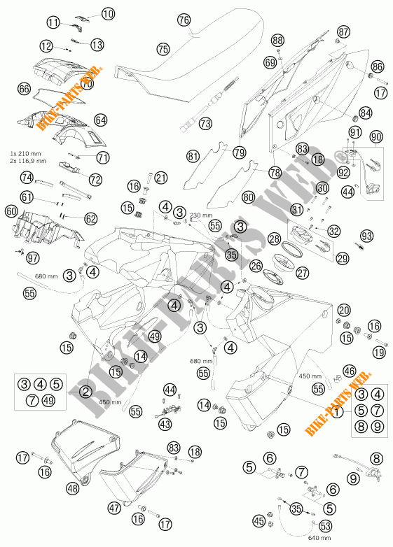 RESERVOIR / SELLE pour KTM 990 ADVENTURE ORANGE ABS de 2009