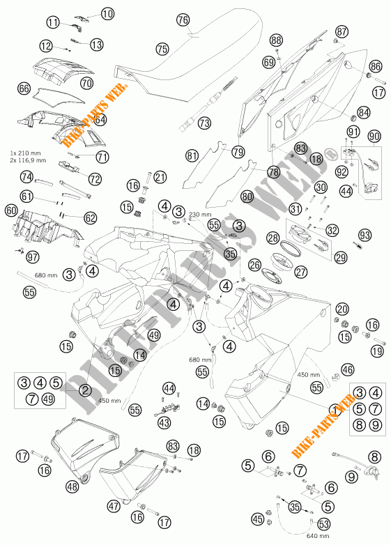 RESERVOIR / SELLE pour KTM 990 ADVENTURE WHITE ABS de 2009