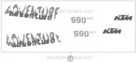 AUTOCOLLANTS pour KTM 990 ADVENTURE BLACK ABS de 2007