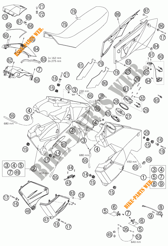 RESERVOIR / SELLE pour KTM 990 ADVENTURE ORANGE ABS de 2007